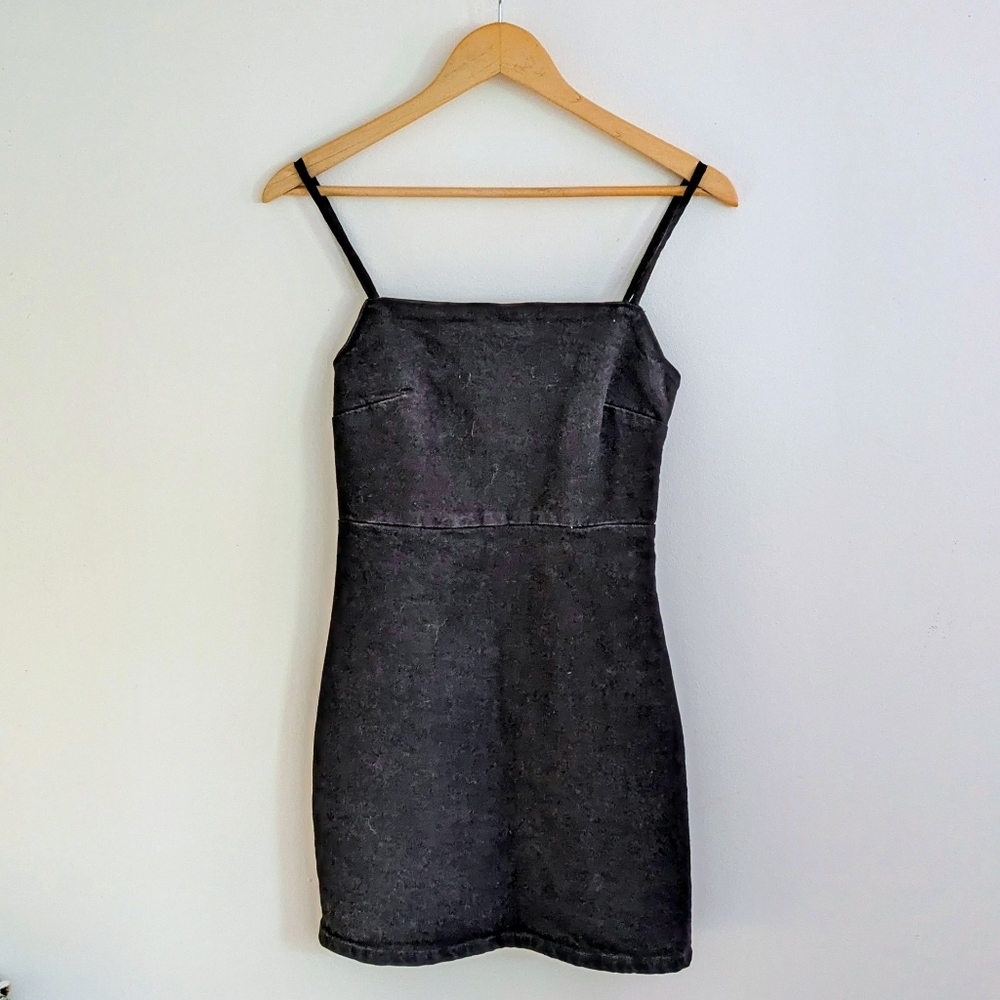 Zara XS Black Denim Women's Mini Dress Tight Bodyform Night Outfit